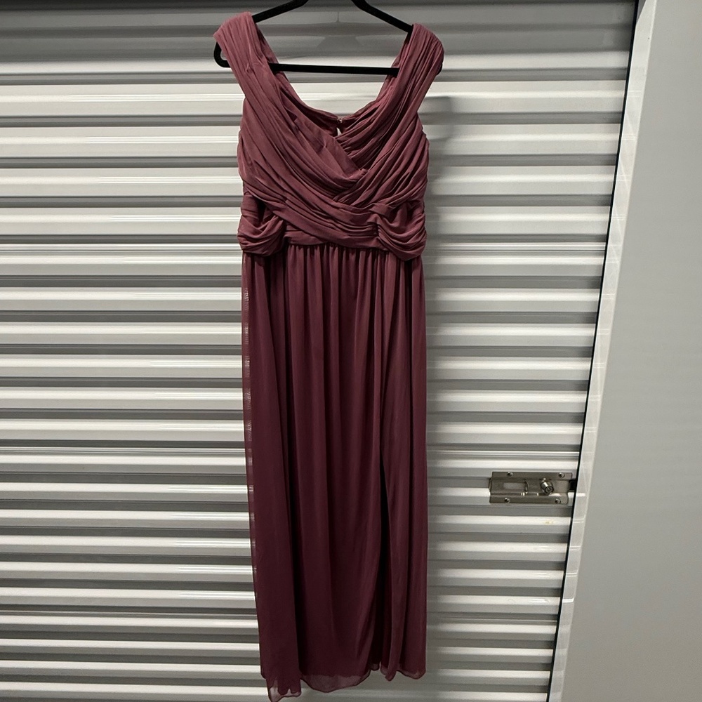 Davids Bridal Crisscross off-the-shoulder Mesh Dress